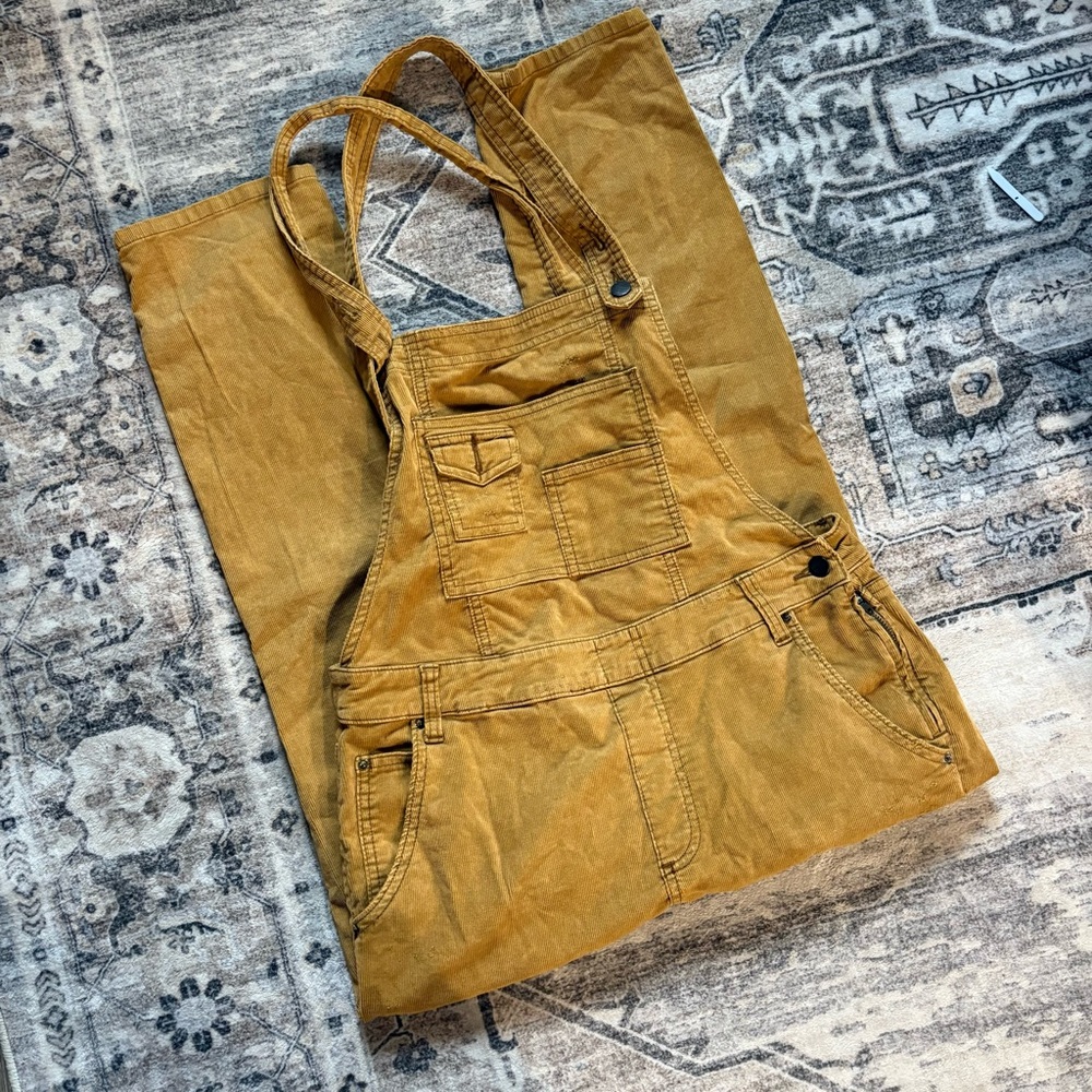 Free People Washed Denim corduroy Overalls In Amber Size 30 - Picture 3 of 10
